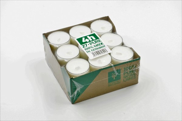 Öko Teelichter Rapswachs Vegan transparente Hülle, 27er Box